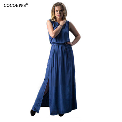 

COCOEPPS Women Large Size Long Dress 2017 Plus Size Ladies O Neck Sleeveless Tank Summer Maxi Dresses Vestidos Femininos