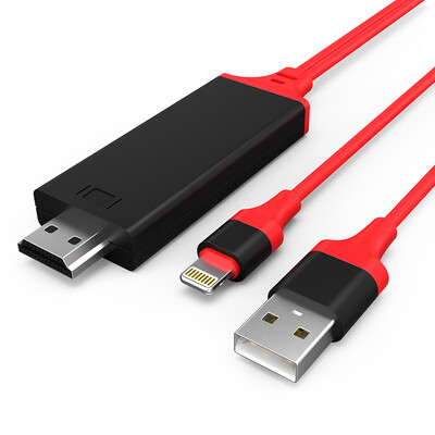

BIAZE Apple to HDMI with the screen device video line screen device Apple phone lightning to hdmi high-definition converter 1080P projector TV HD adapter R5-red