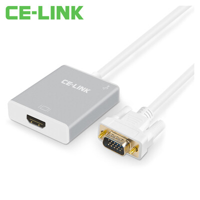 

конвертер CE-LINK VGA HDMI преобразует VGA в HDMI кабель, подключенный к компьютеру дисплея проектора HD аудио оголовье белый Мощность A1895 0,5 м