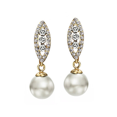 

Yoursfs @ Gold Color Simulated Pearl Leaves Earrings Drop Earring Jewelry Wholesale для женщин Clip