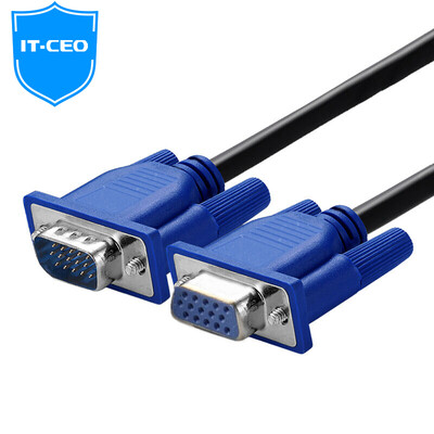 

IT-CEO V08VY VGA сигнальный удлинительный кабель 3 + 6 компьютерный монитор / телевизионный / проекционный видеосигнал удлинительный шнур двойной магнитный кольцевой иглы / отверстие 2 метра черный