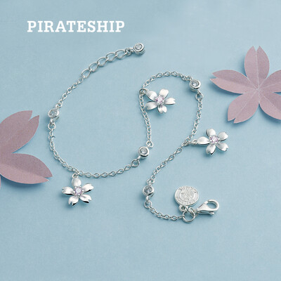 

Pirate ship pirateship 925 silver cherry mini bracelet Japan&South Korea fine bracelet female Korean version of simple white gold&silver bracelet wild silver 1