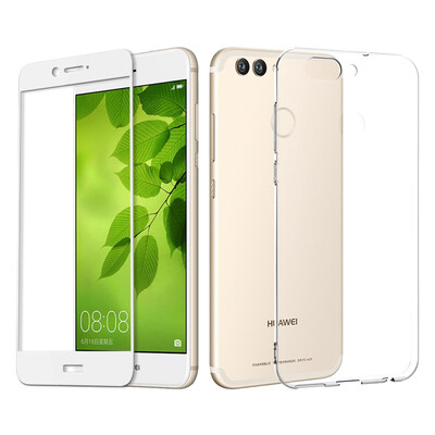 

Send full-screen tempered film ESCASE Huawei nova2 mobile phone case protective cover all-inclusive anti-drop transparent soft shell color