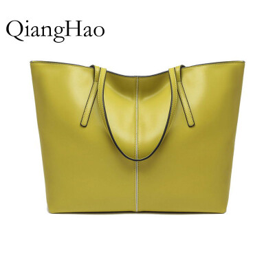 

QiangHao Women Shoulder Bags 2017 Fashion Women Handbags Oil Wax Leather Large Capacity Tote Bag Casual Pu Leather Messenger bag