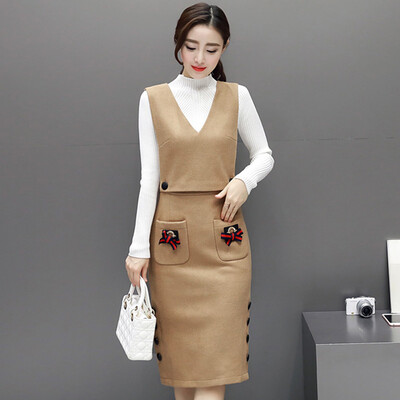 

One morning morning 2017 autumn dress suit skirt new short skirt long skirt long sleeve sweater women set three sets of S73R0057NA18L camel