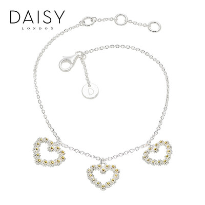 

Британский DAISY LONDONDAISY LONDON ручной работы в форме сердца мини ромашка три подвески 925 серебряные браслеты
