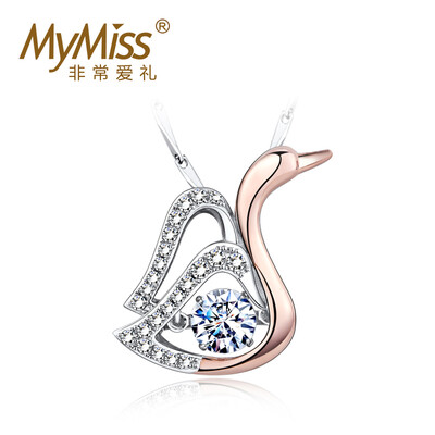 

Сон серебряный Mymiss Swarovski циркон 925 серебряное ожерелье женский лебедя