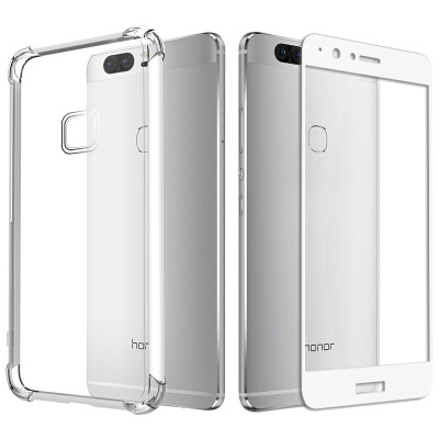 

【Send full-screen tempered film】 ESCASE Huawei glory V8 mobile phone shell to send a full-screen white all-inclusive air bag drop soft shell / transparent protective cover