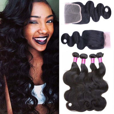 

Queen Hair Products With Closure Bundle Bodywave With Closure Malaysian Virgin Hair With Closure Human Hair Weave With Closure