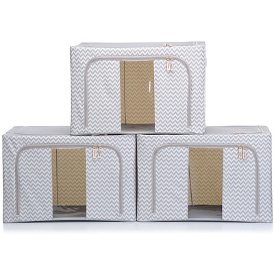 

Space excellent products Oxford cloth storage box clothing storage box sundries storage box storage box 66L corrugated 3 Pack