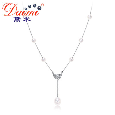 

Demi jewelry 5-6mm 8-9mm light freshwater pearl pendant 925 silver adjustable tassel section female flow butterfly white 5-6mm 8-9mm