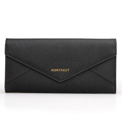 

Montagut MONTAGUT wallet female long section cowhide fashion wild Korean version of the tide ladies folding buckle simple envelope wallet thin section R742200