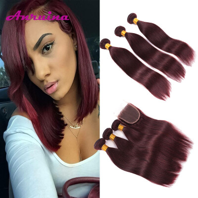 

Peruvian Straight Virgin Hair 99j Cheap Human Hair Bundles with Closure Red Weave bundles with Closure 2017 Fashionable Hair