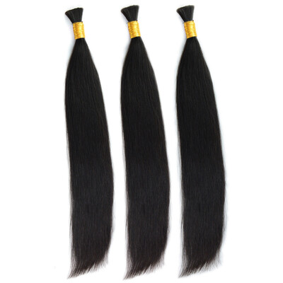 

Iueenly Hair Products Peruvian Remy hair Straight 100 Human hair 3 Bundles No Tangle Bulk Hair 8-26inch Natural Black 100gpc