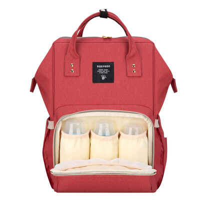 

Jingdong Supermarket Sanmei Ying SUNVENO shoulder Mummy bag large capacity multi-function mother expectant package maternal&child out fashion iron mouth back milk bag brick red