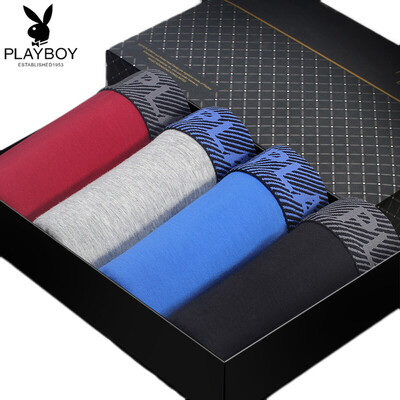 

Playboy Mens Underwear Solid Color Waist Boxer Pants Panties Mens Boxer Shorts 4 Boxes Mixed Color XXL