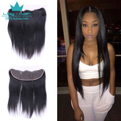 

Peruvian Virgin Human Hair 3 Bundles With (13 x 4) Lace Frontal Straight Wave Weft 100% Real Human Hair Extensions Natural Color