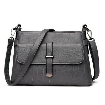 

Women Leather Designers High Quality Striped Saddle Shoulder Bag Ladies Vintage Crossbody Sac A Main Small Messenger Bag Handbag
