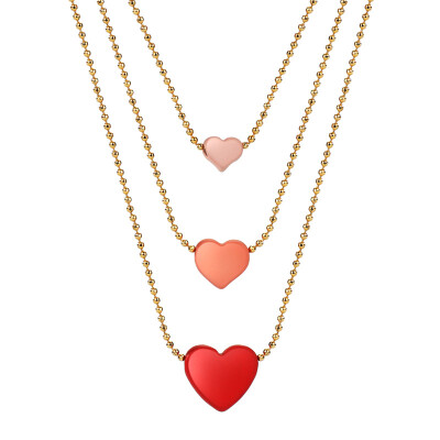 

Shin Kong jewelry Korean multi-gradient wear necklace love necklace fresh clavicle chain fashion wild necklace k gold pink