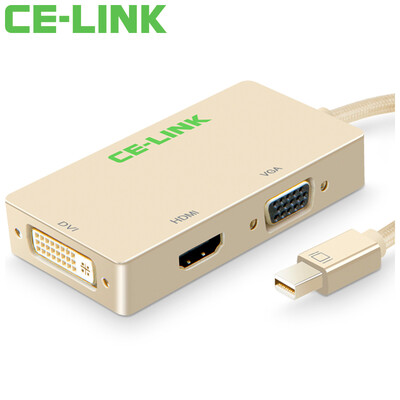 

CE-LINK Mini DP для VGA / HDMI / DVI трехконтактный конвертер 4K Mini Mini DisplayPort адаптер Macbook молния интерфейс Tuhao золото 1514