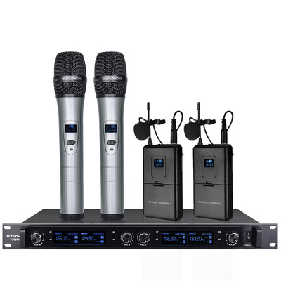 

Double promise U5300 one drag four wireless microphone microphone with double waist hanging collar clip \ head wear conference training host