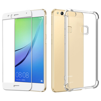 

Send full-screen tempered film ESCASE Huawei nova youth version of the phone shell to send the film full-screen white all-inclusive air bag drop soft shell transparent protective cover