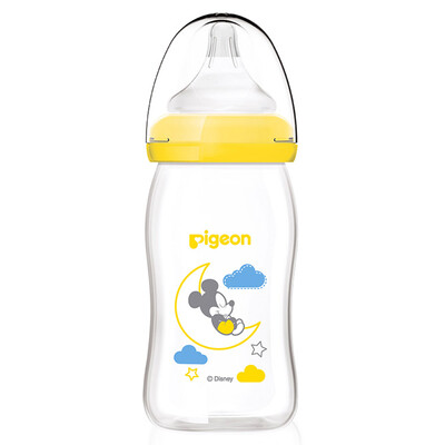 

Pigeon bottle AA137 Disney natural wide-bore glass painted baby bottle 160ml with SS pigeon pacifier Mickey baby - sleep