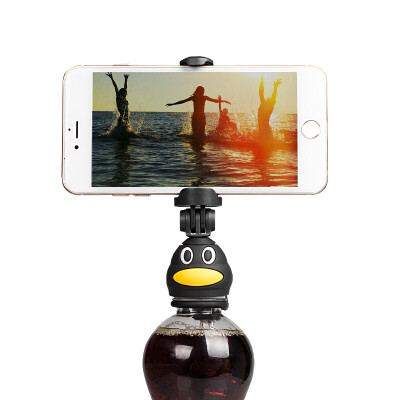 

Fotopro Q3 Self-timer Universal Phone Clip Cartoon Mobile Bracket Creative Bottle Glove Artifact Gopro Sport Camera Self Poker Penguin Head Black