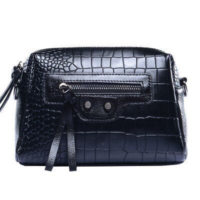 

Puvi Qi Qi puluo-vik female package first layer of leather mini shoulder bag crocodile pattern summer fashion small square package N0380 Athens black