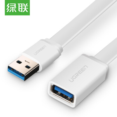 

Green (UGREEN) USB3.0 extended line male to female AM ​​/ AF high-speed data cable U disk mouse keyboard reader plus long line white flat wire 2 meters 10486