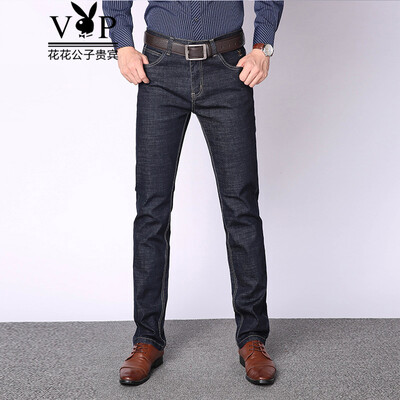 

Playboy VIP Collection PLA7002 Business casual Slim straight stretch jeans Male blue black 30