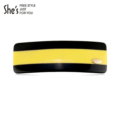 

shes Qian Zi headdress hair accessories horizontal clip ponytail hair simple stripes acetate plate spring hairpin yellow