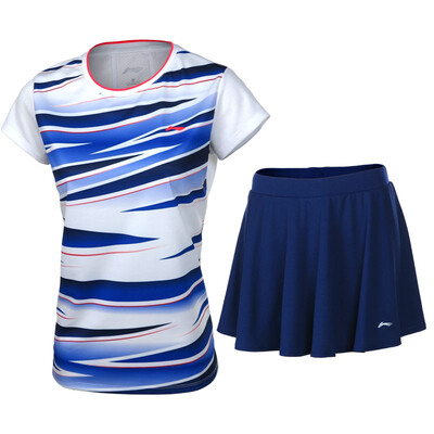 

Li Ning LI-NING 17 New Badminton Match Suit Top Shorts T-shirt AATM033-6 Male White