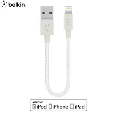 

Belkin Apple MFI сертифицированная нейлоновая плетеная линия для передачи данных Lightning Lightning Interface для iPhone7 Plus / 6s Plus White 15 см