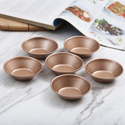 

Magic kitchen magic kitchen champagne gold egg tart mold 6 installed oven home baking tools carbon steel egg tart care model MK-J006