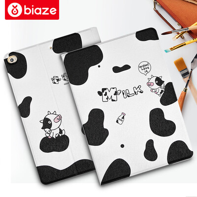 

BIAZE Apple iPad Air2 / air1 / 2017 новый защитный чехол iPad / кожаный чехол интеллектуальный сон iPad5 / 6/7 защитная коробка мультяшная краска серия маленькая корова