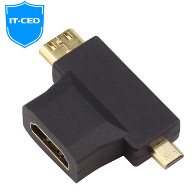

ИТ генеральный директор V7XF00 3 1 HDMI поворота соединены микро / Mini HDMI адаптер / конвертер обратимым преобразование между стандартным типом C / D, Тип интерфейса HD-черный