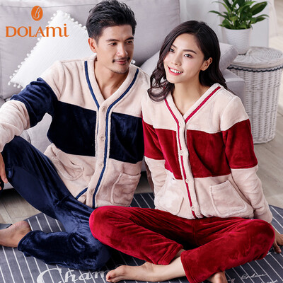 

Dora beauty DOLAMI pajamas mens autumn couple long-sleeved casual Korean mens home service suit DL651041 Baolan XXL