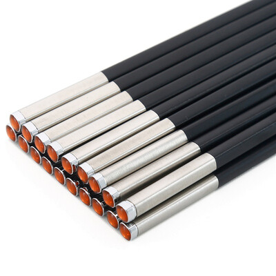 

Jingdong Supermarket pick up the alloy chopsticks stainless steel mold chopsticks 10 double-use home hotel Japanese chopsticks simple bright red 27cm SK-6163