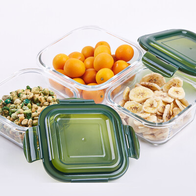 

Jingdong supermarket] Youjia stomatal cover heat-resistant glass crisper lunch box lunch box 2 sets of sets of oven microwave oven apply gift package 3 sets of utensils U-1010-J