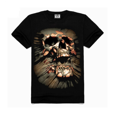 

Summer new tide men's creative cotton T-shirt 3D printed skull and skull personality type in the trade men's clothing