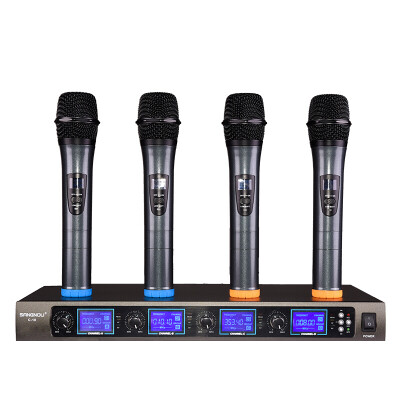 

Double promise C10 one drag four wireless microphone 1 drag 4 conference karaoke performance microphone professional stage performance KTV wireless handheld singing microphone black