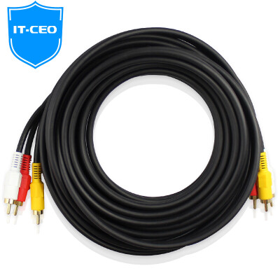 

IT-CEO Y1RAC-2 Fever AV audio&video cable 96 double shield three pairs of three lotus head line bold type 3RCA public to public TV set-top box AV cable 18 m black