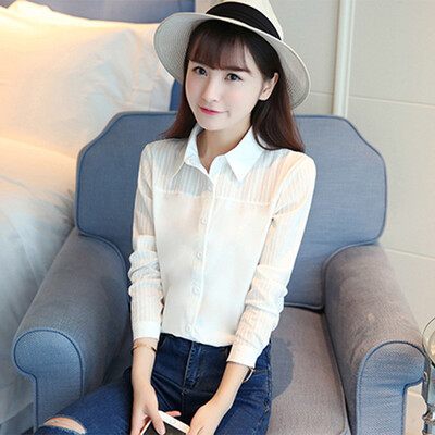 

JOY OF JOY cotton white shirt pure color long-sleeved shirt