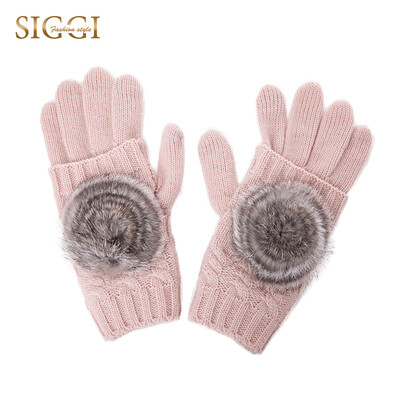 

Siggi SI88955 gloves female winter Korean version of the tide warm wool gloves ladies autumn&winter students rabbit hair half finger knitting gloves female pink 22CM9CM