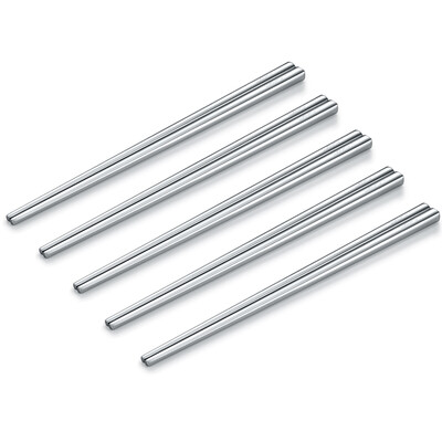 

Road card cool LUCUKU 304 stainless steel chopsticks Japanese anti-mildew anti-slip alloy fast child 5 pairs of suits