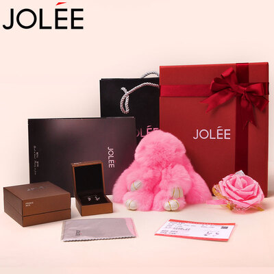 

Feather JOLEE necklace earrings gift box set fashion Meng rabbit crystal jewelry colored gem clavicle chain to send girlfriend wife Tanabata Valentine&39s Day gift red red one size