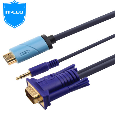 

IT-CEO Y1HDMI-1 Кабель HDMI-VGA Кабель для преобразования кабеля адаптера HD / устройство / подставка для наушников аудиопроектор для просо супер-полюс телевизионного проектора 2 метра серый черный