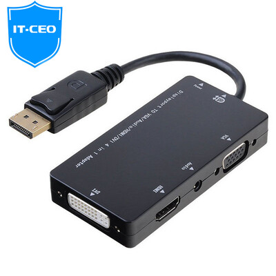 

IT-CEO Y1DVH large DP to HDMI DVI VGA 35 audio hole four-in-one converter DP computer graphics to TV projector projector speaker adapter black
