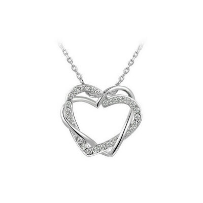 

Yoursfs @ Open Heart Necklace for Women 18K Rose GP Модные украшения CZ Double Heart Pendant